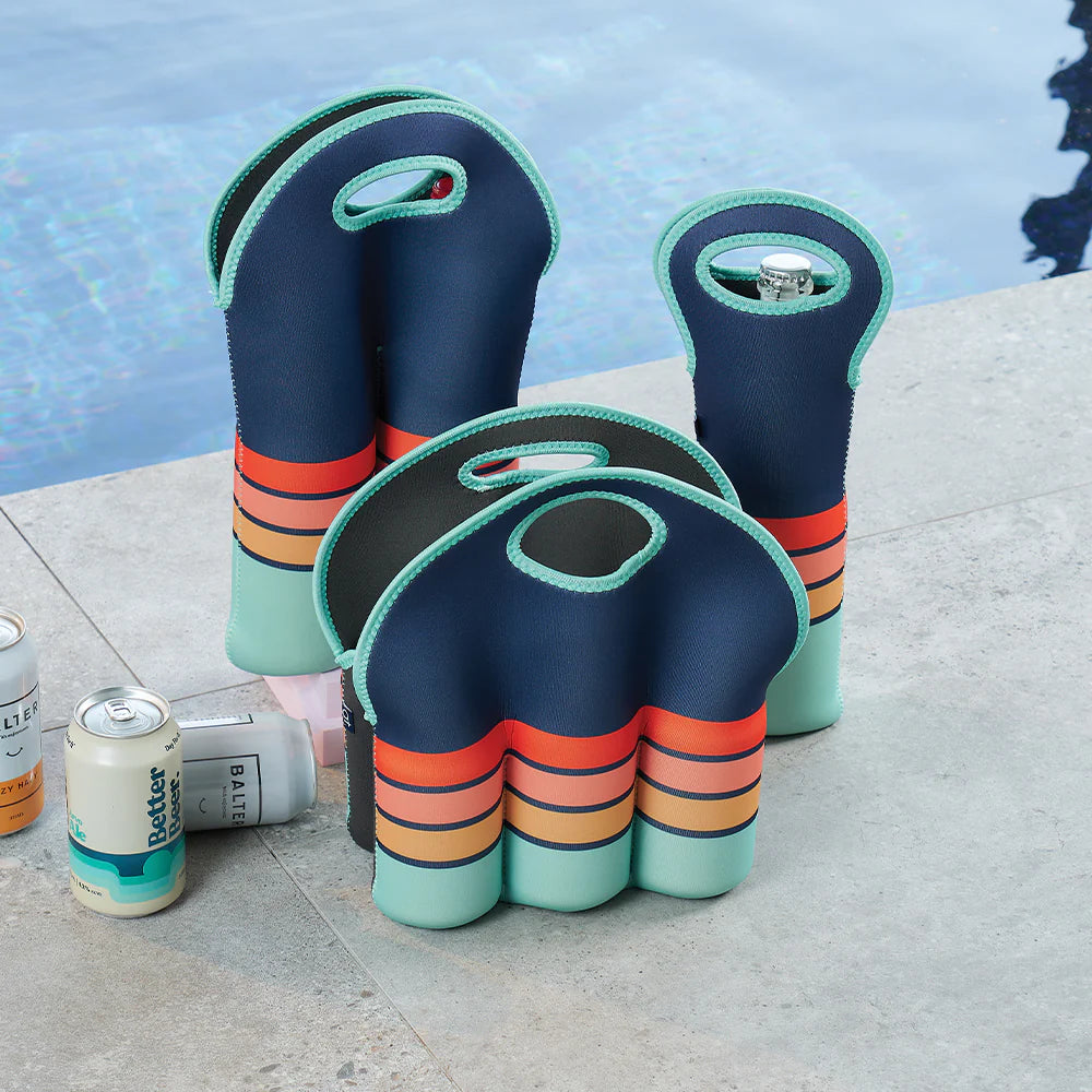 Single Bottle Bag Neoprene Navy Sunrise
