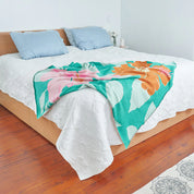 Cotton Knit Throw Hibiscus