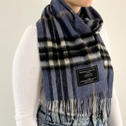 Thomson Enlarged Denim Scottish Tartan Lambswool Scarf