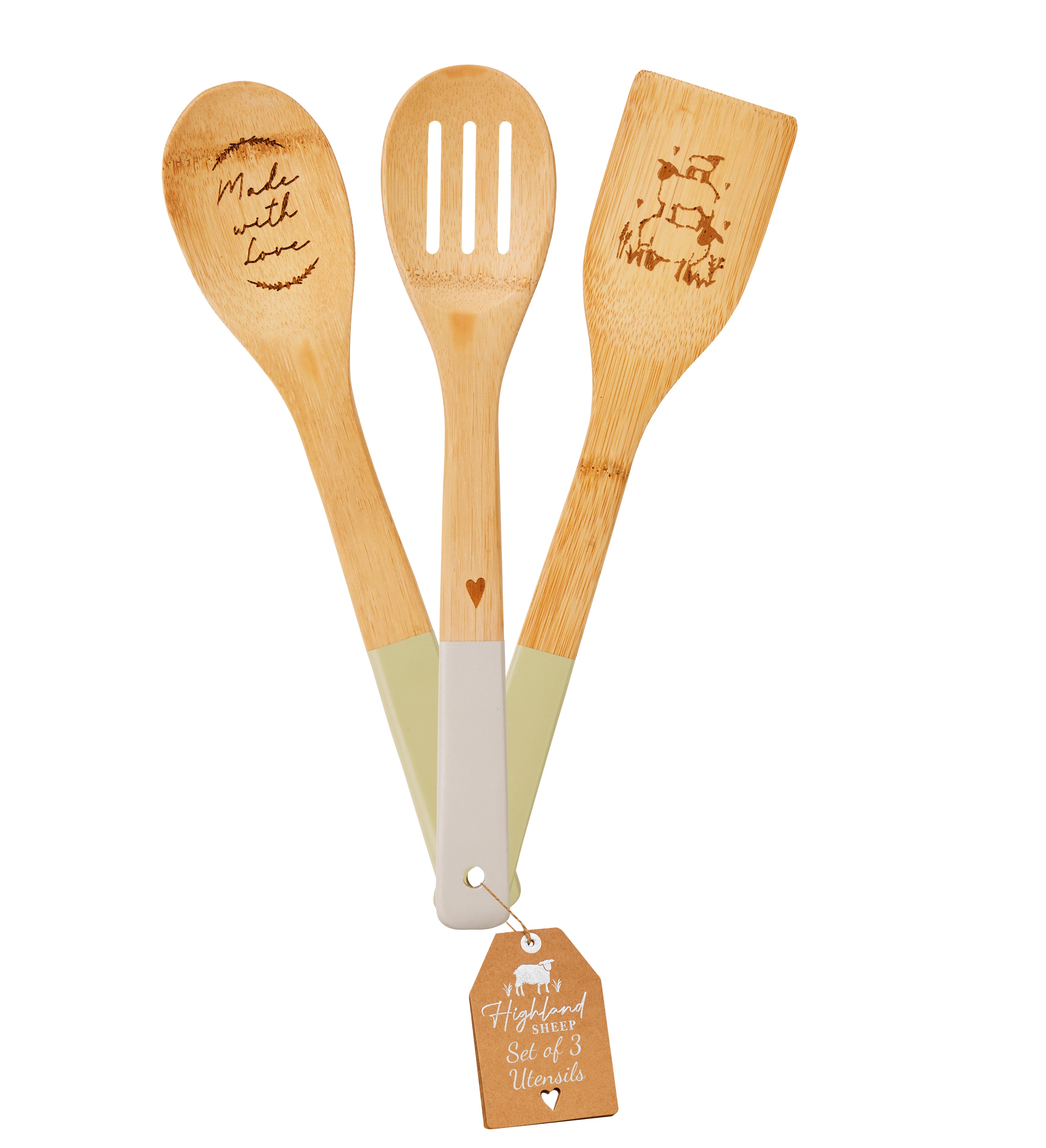 Set Of 3 Bamboo Utensils Highland Sheep