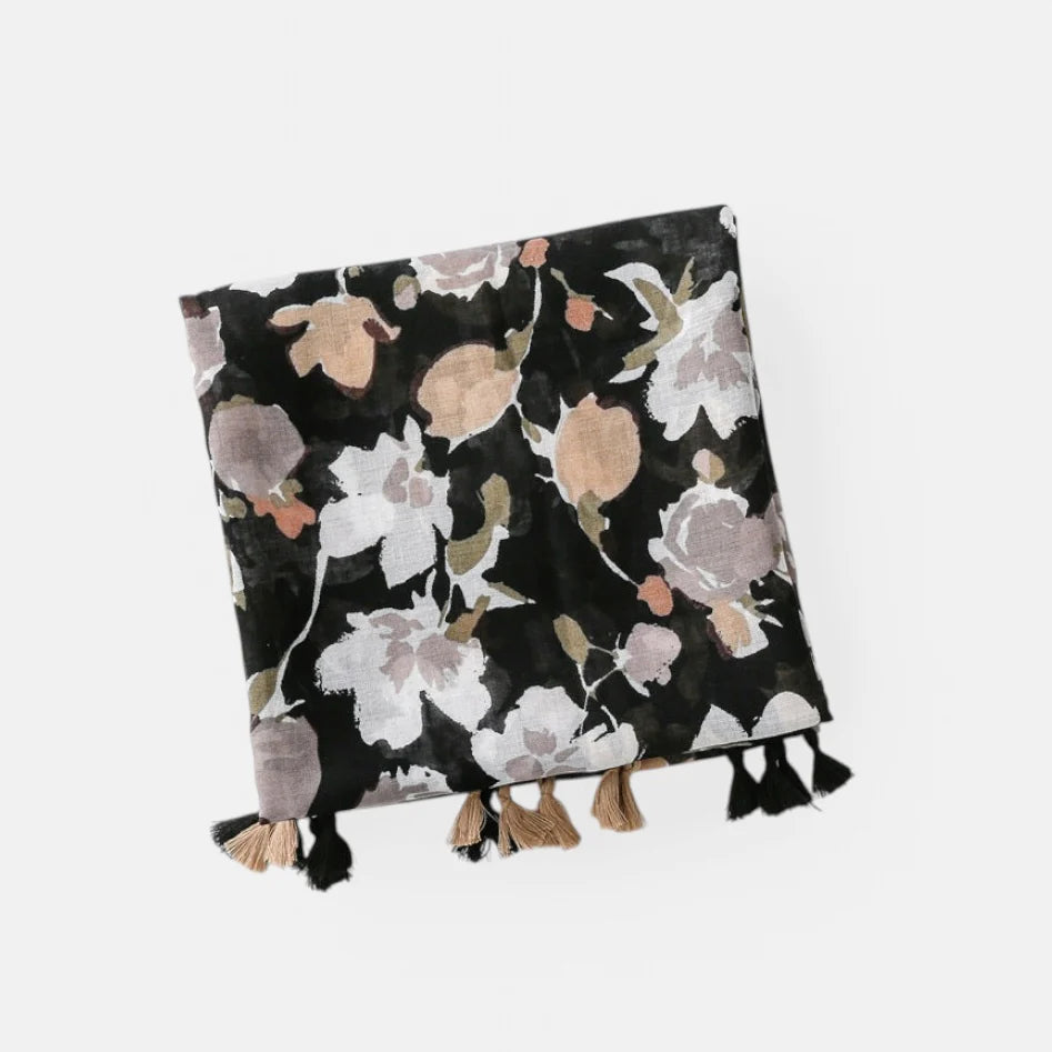 Black & White Flora Scarf