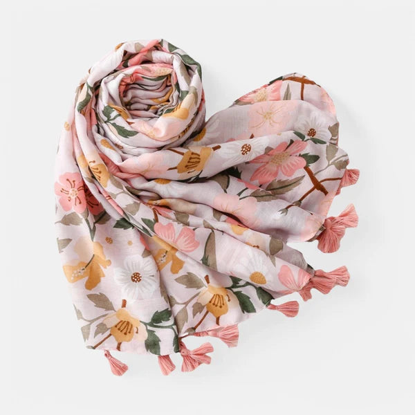 Pink & Mustard Flower Scarf