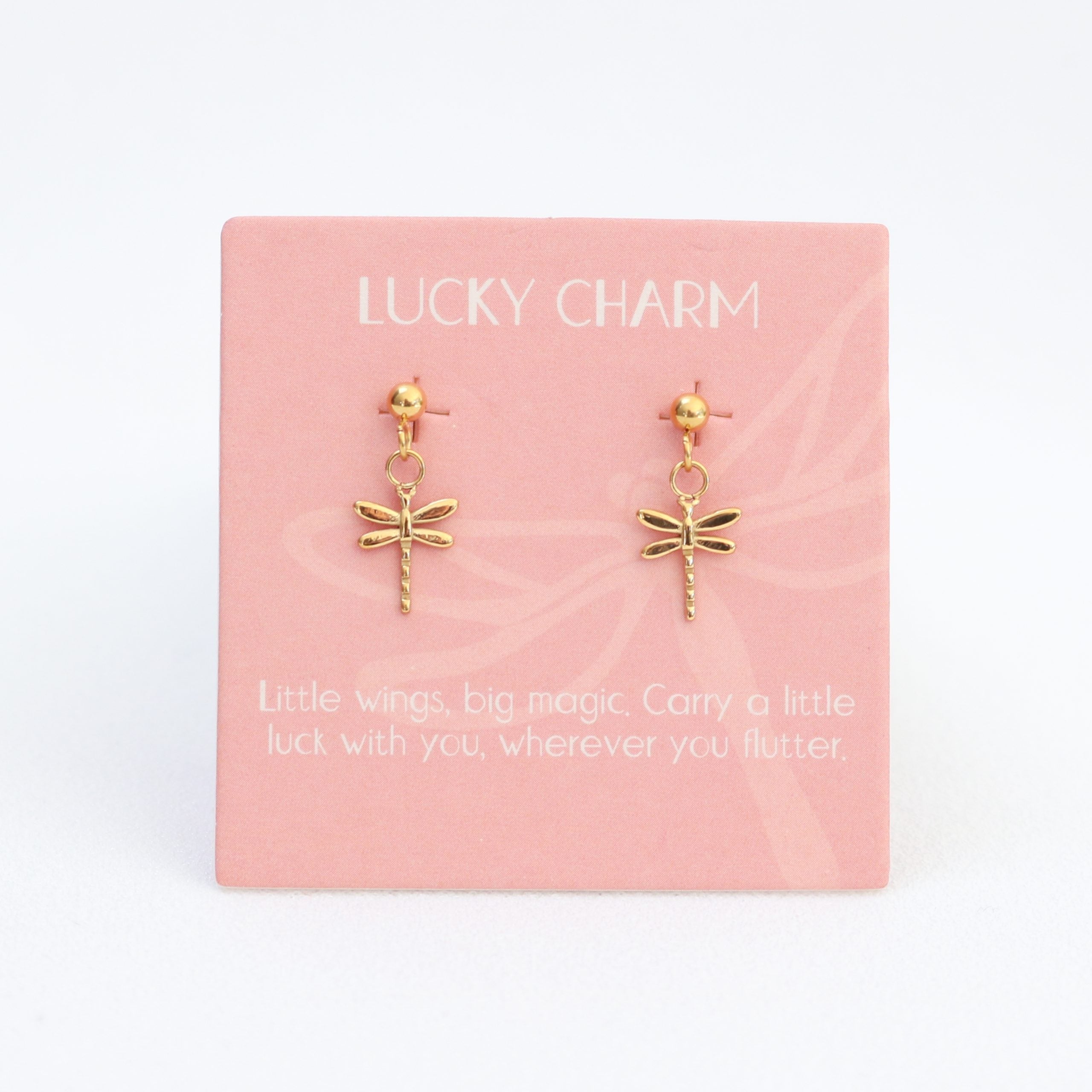 Lucky Charm Drop Earrings Gold