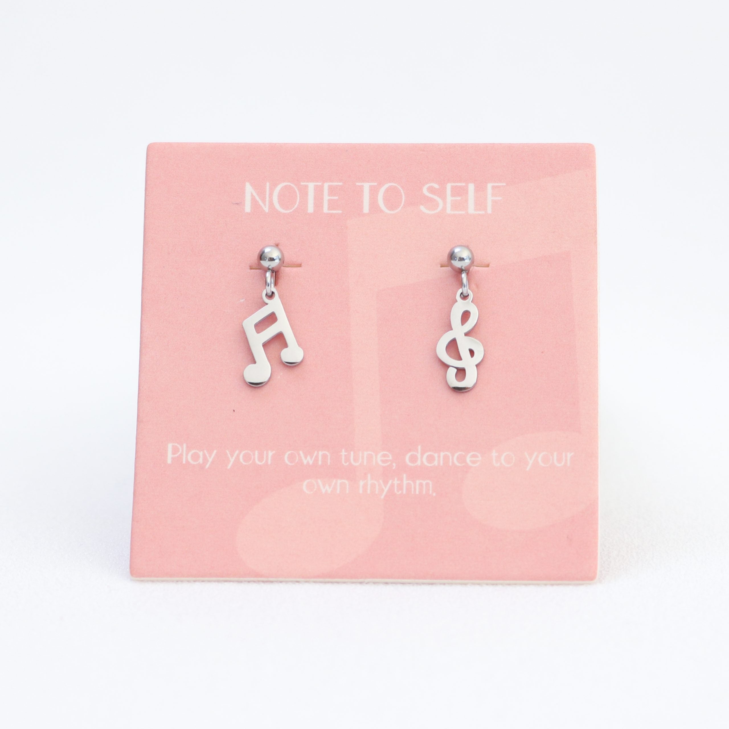 Note To Self Drop Earrings Silver