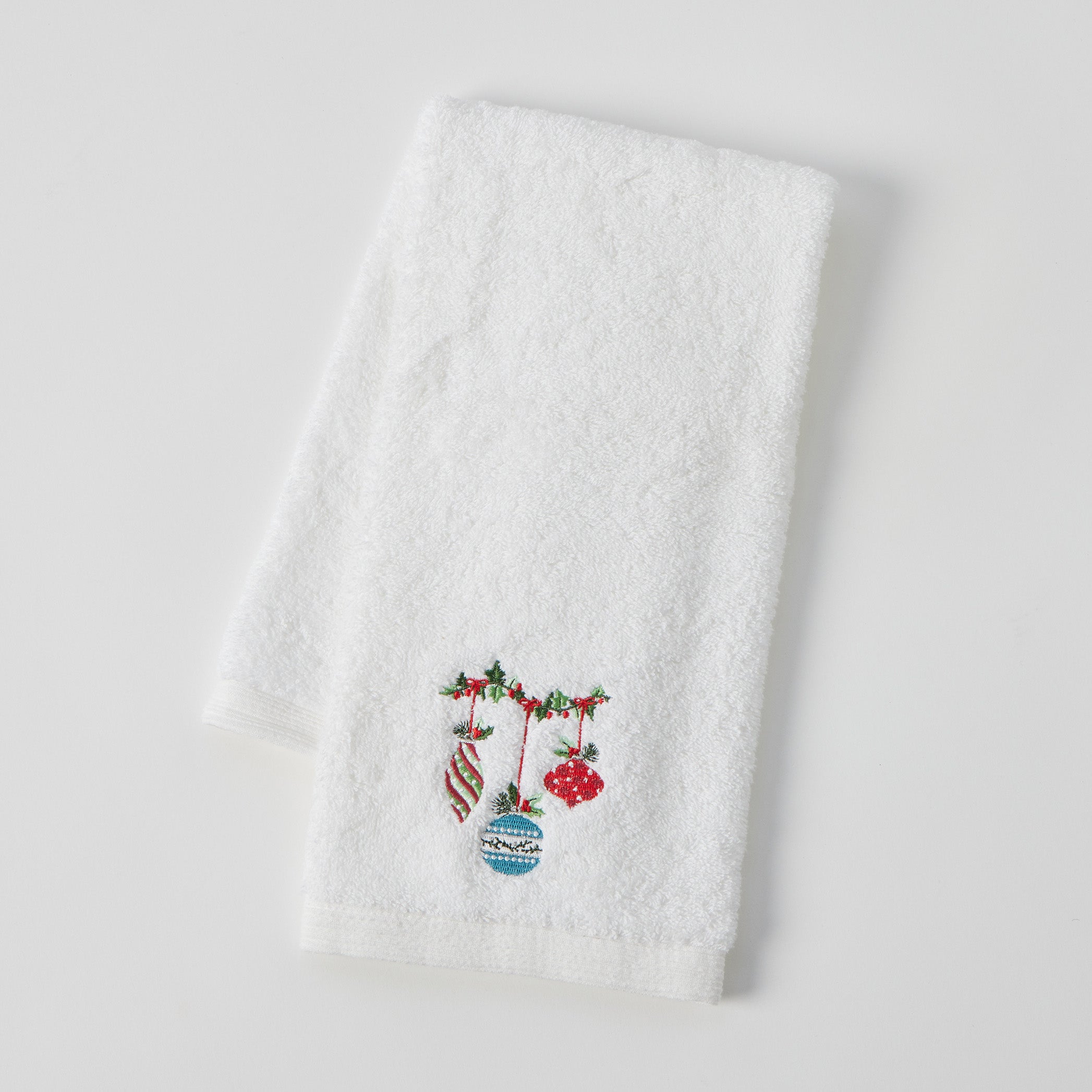 Seasons Greetings Christmas Hand Towel Sparkling Ornaments