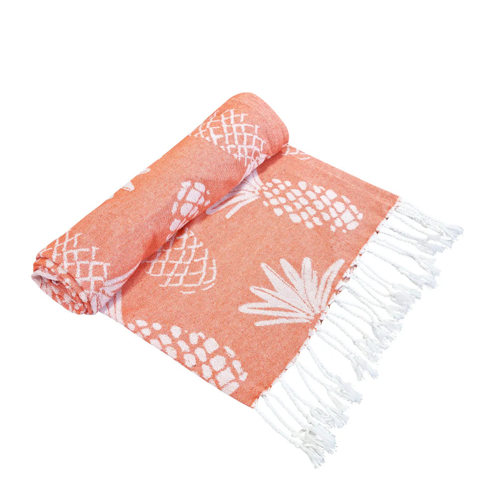 Pineapple Turkish Towel Tangerine & White