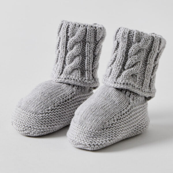 Cable Knit Booties Grey