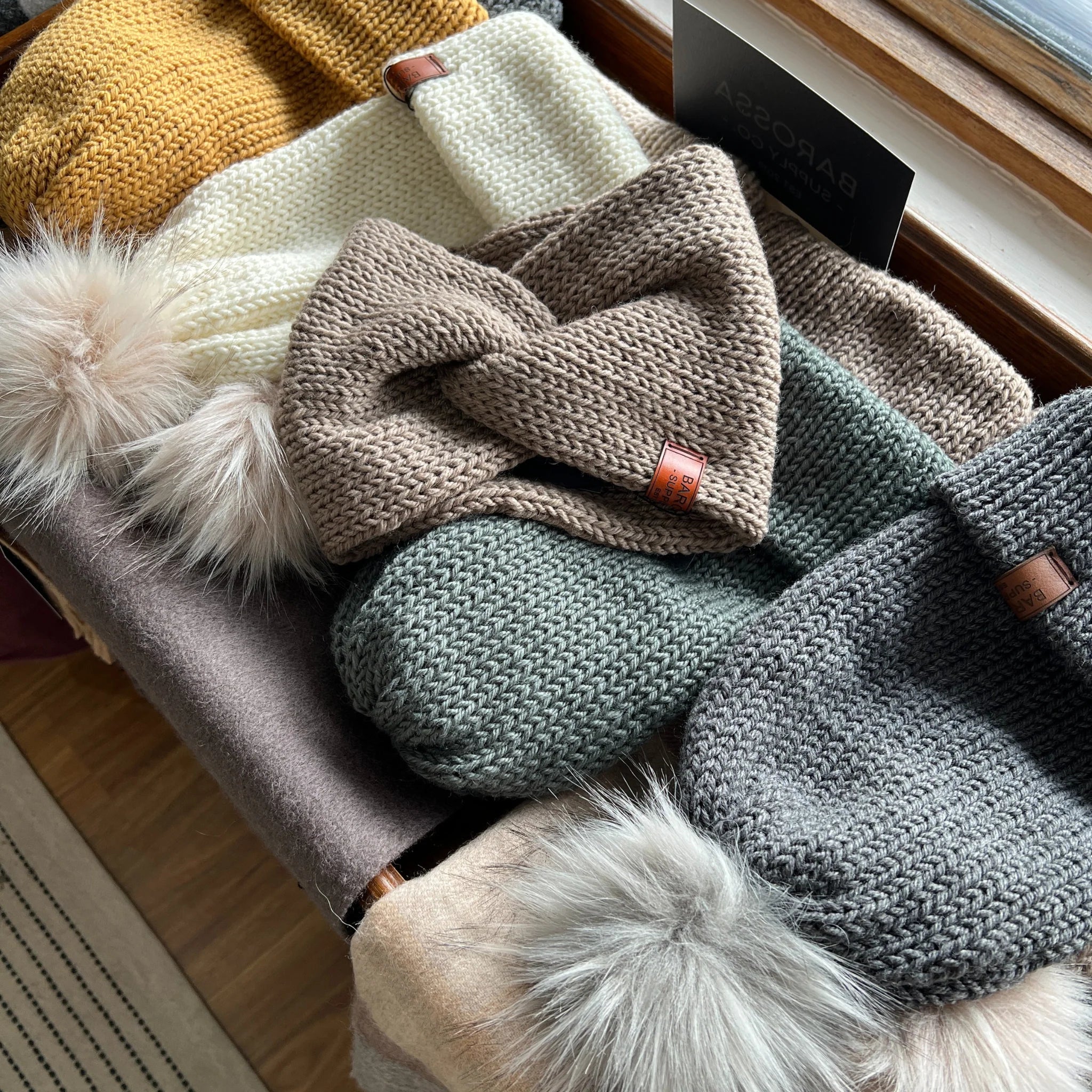 Wool Blend Double Knit Beanie Cream
