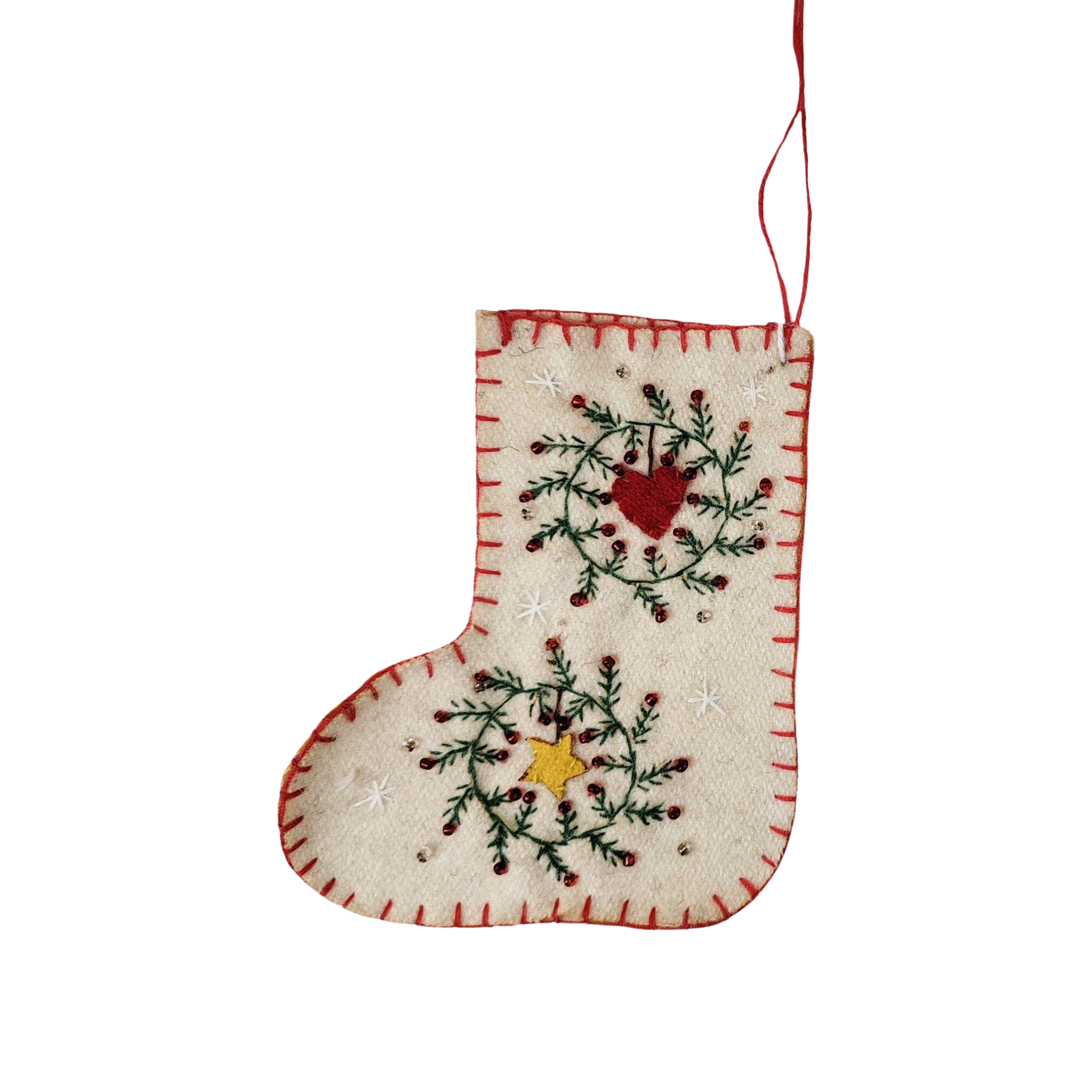 Mini Wreath Stocking Christmas Decoration Cream