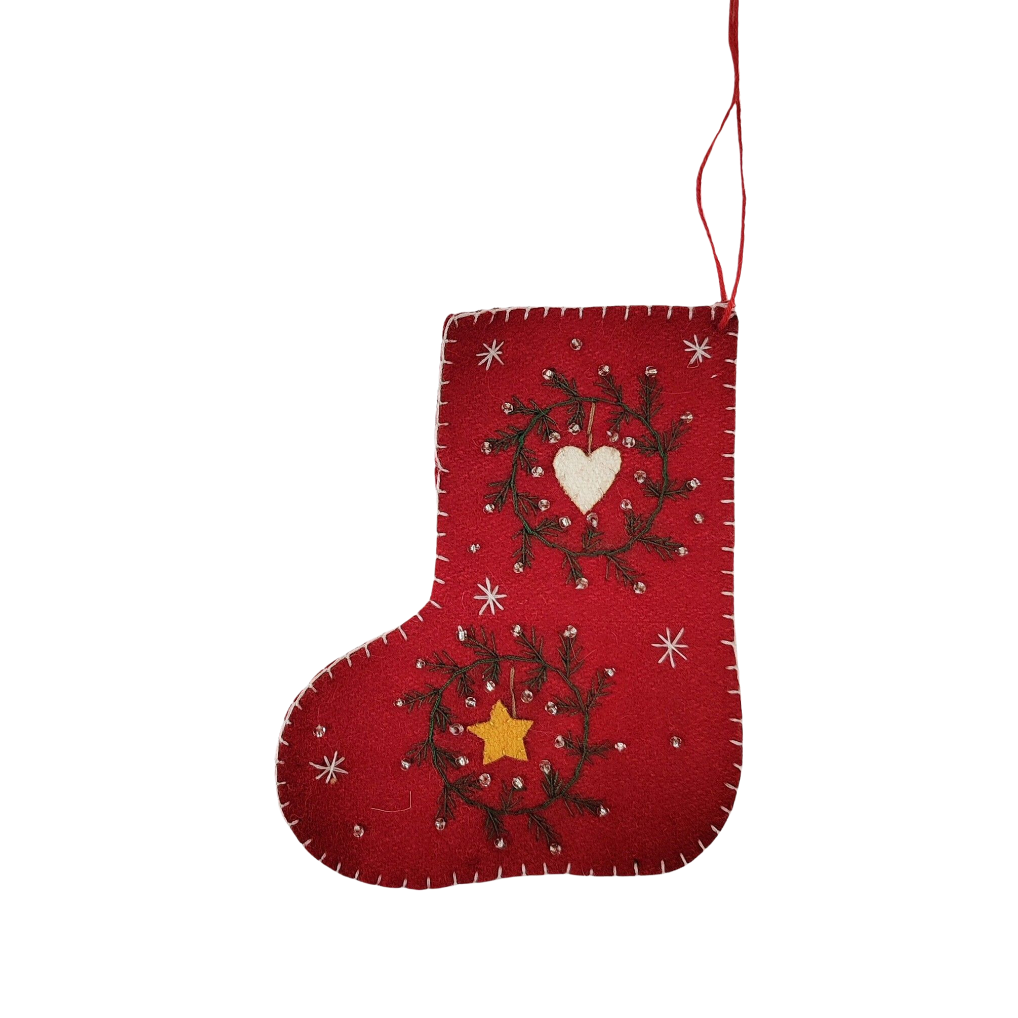 Mini Wreath Stocking Christmas Decoration Red