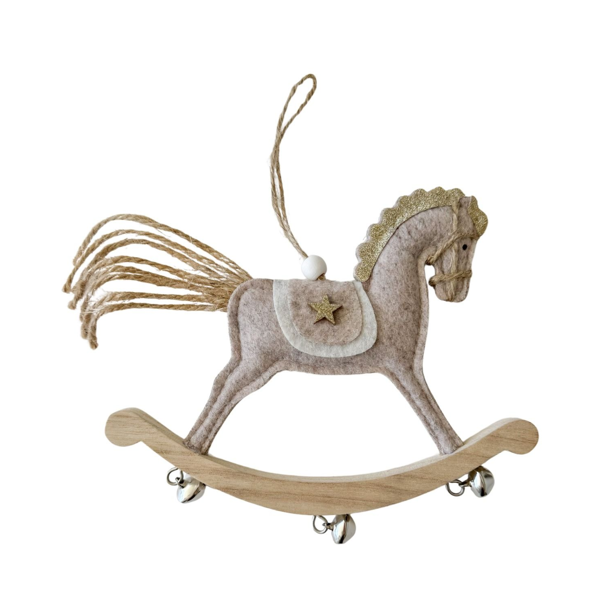 Felt Rocking Horse Christmas Decoration Natural