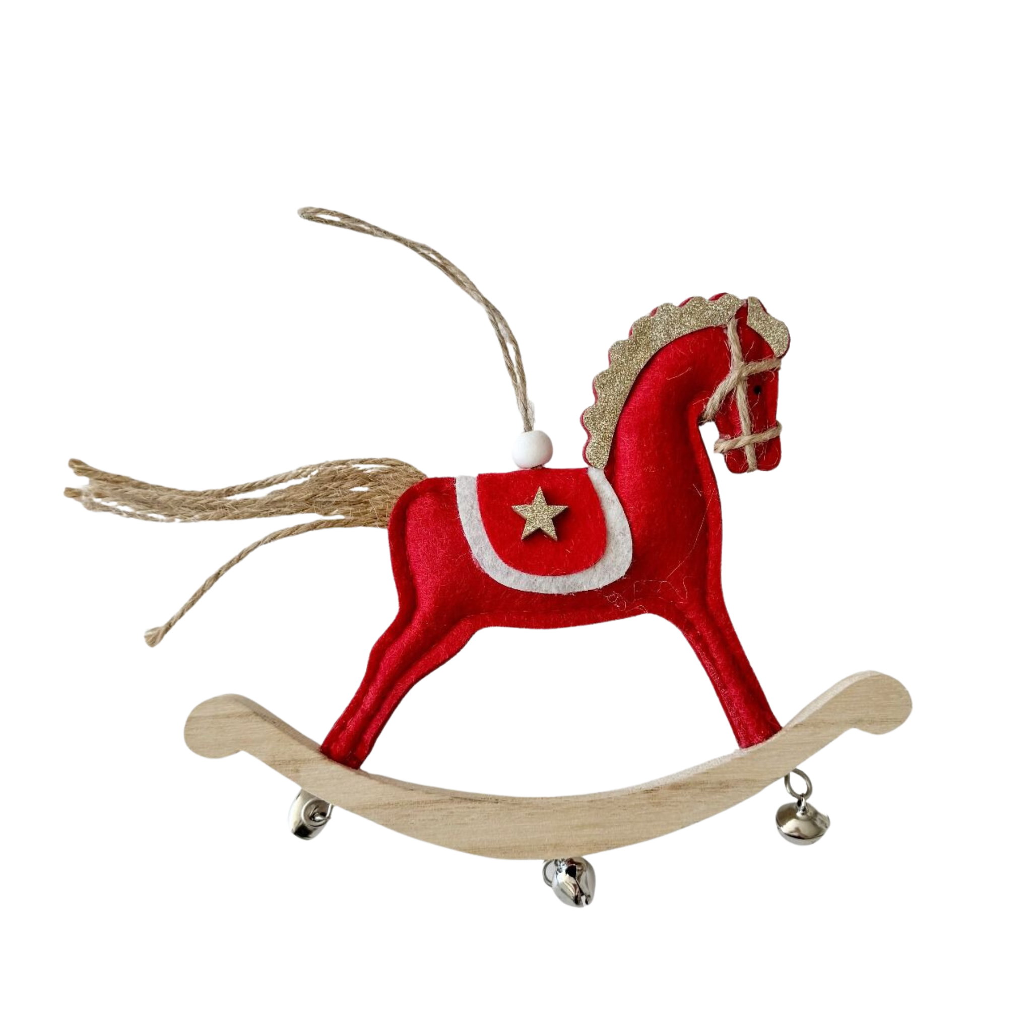 Felt Rocking Horse Christmas Decoration Red