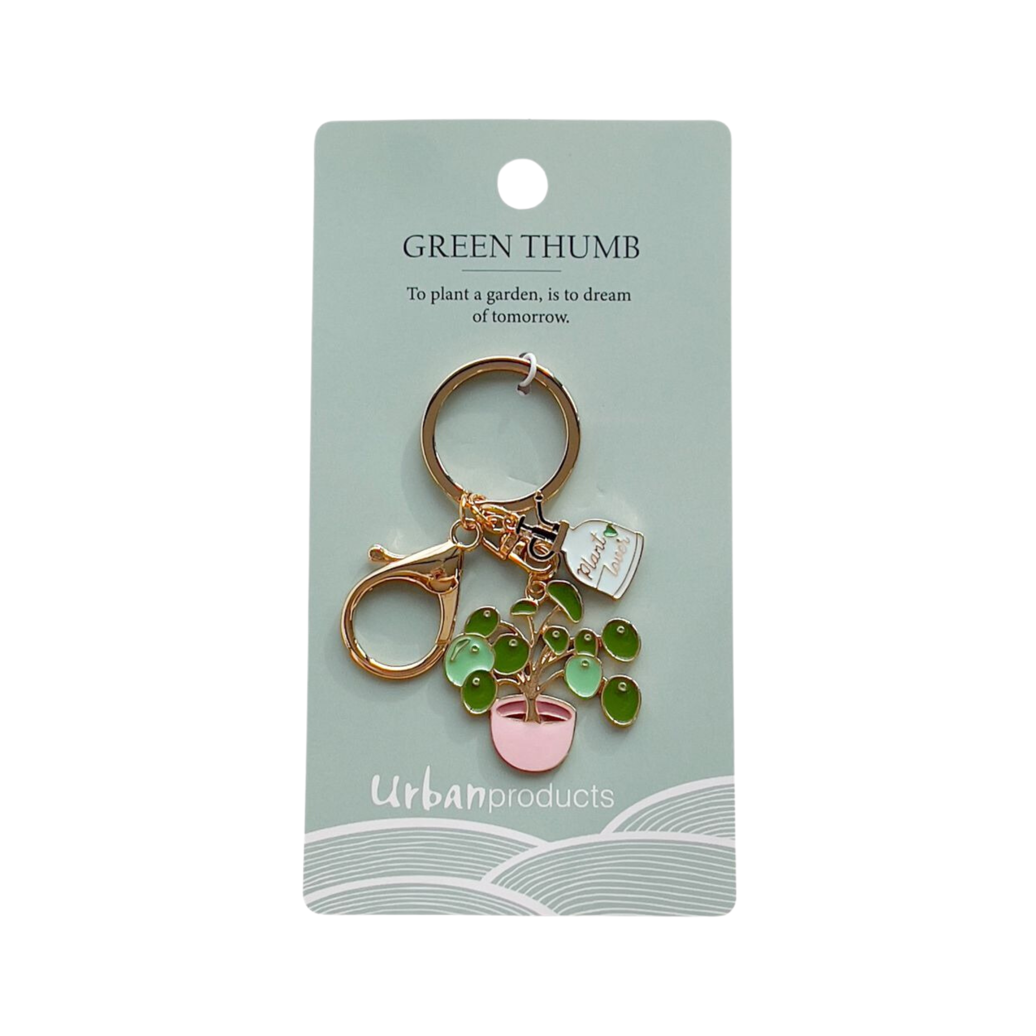 Green Thumb Keyring Green & Pink