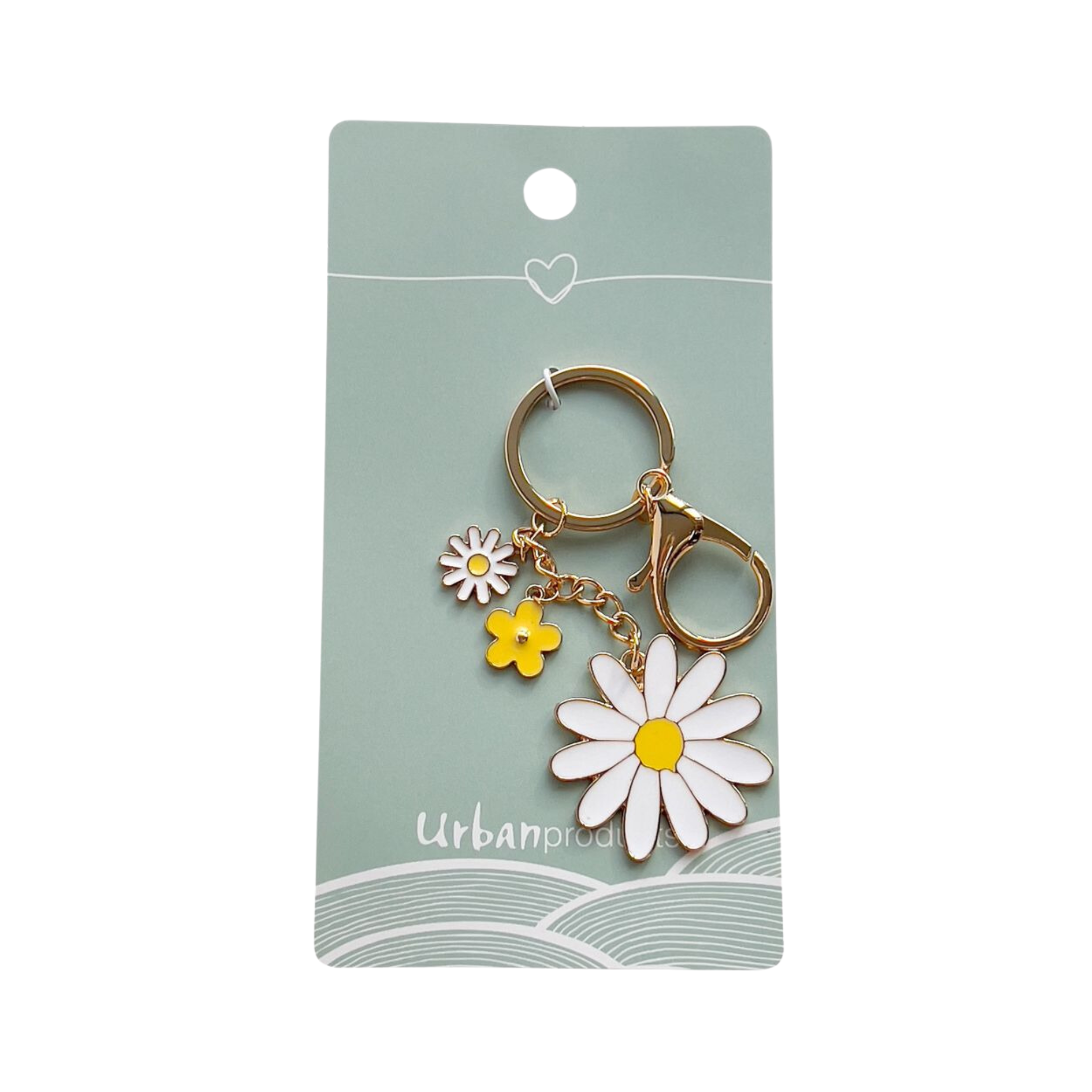 Daisy Flower Keyring Yellow & White
