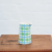 Blue & Green Gingham Milk Jug