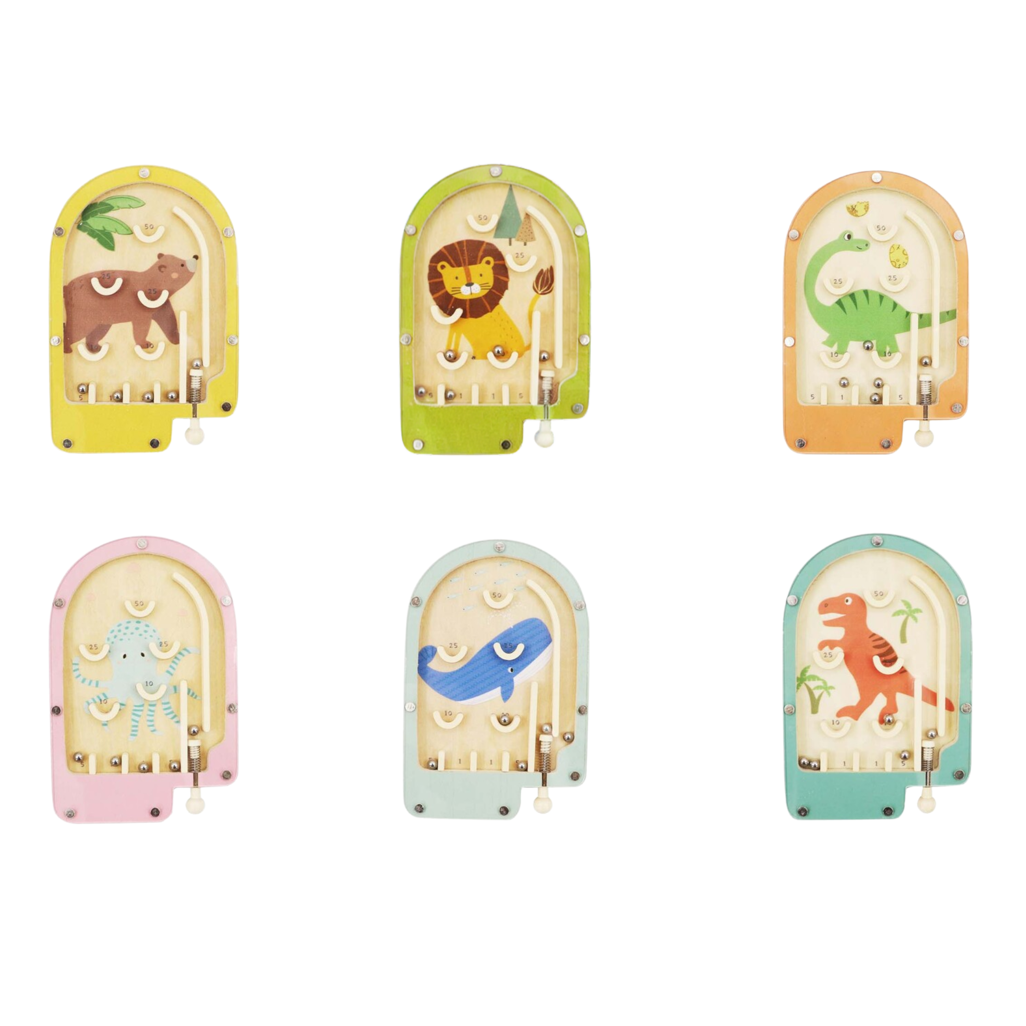 Mini Wooden Pinball Game Green Dinosaur