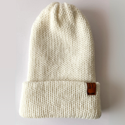 Wool Blend Double Knit Beanie Cream