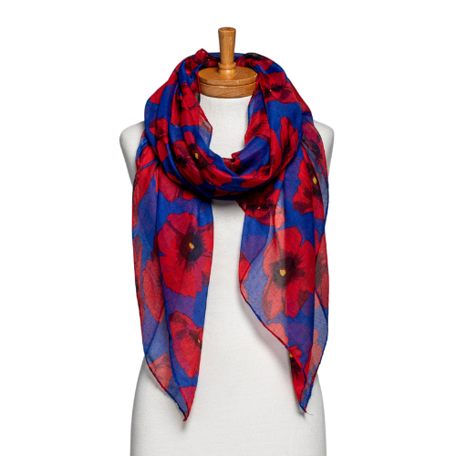 Blue Large Poppy Scarf
