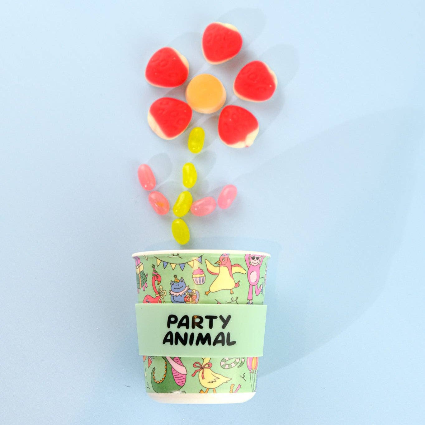 Reusable BambinoCino Bamboo Cup Party Animal Green (240ml)