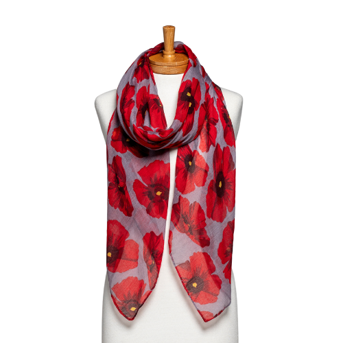 Grey Large Poppy Scarf