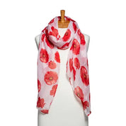 White Poppy Print Scarf