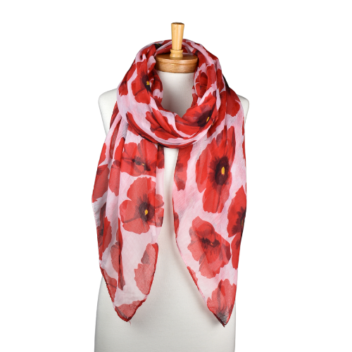 White Large Poppy Scarf