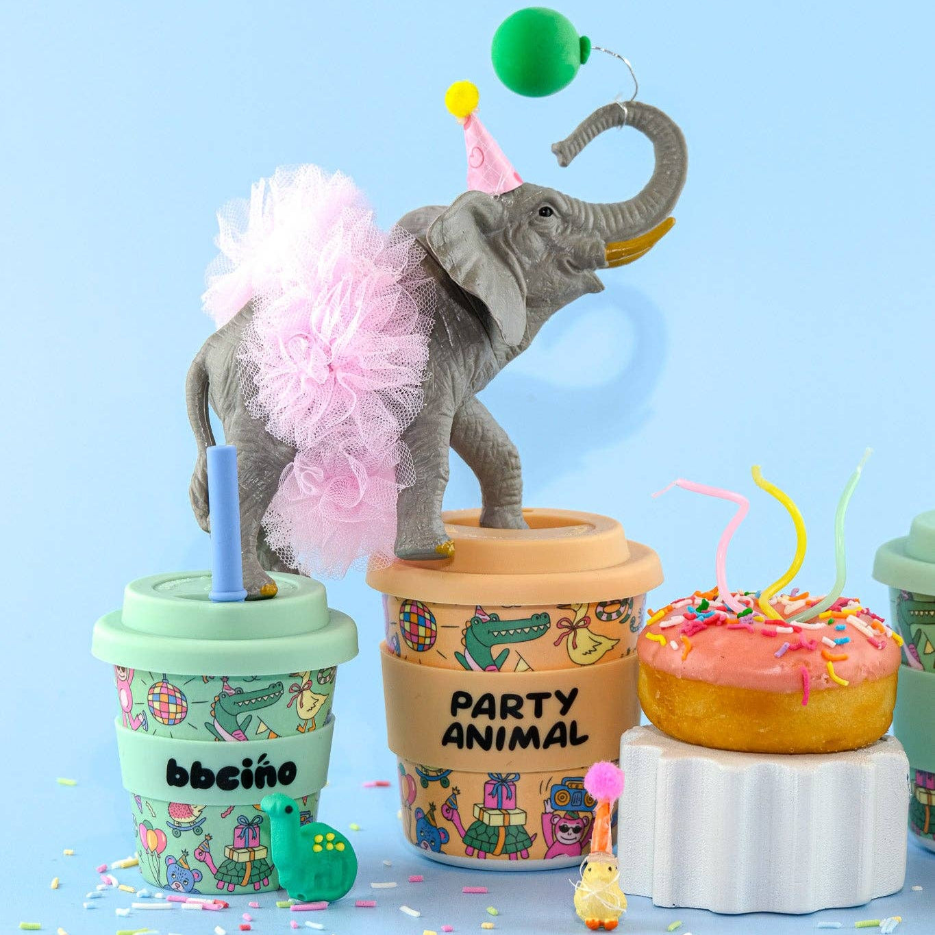 Reusable Babycino Bamboo Cup Party Animal Green (120ml)