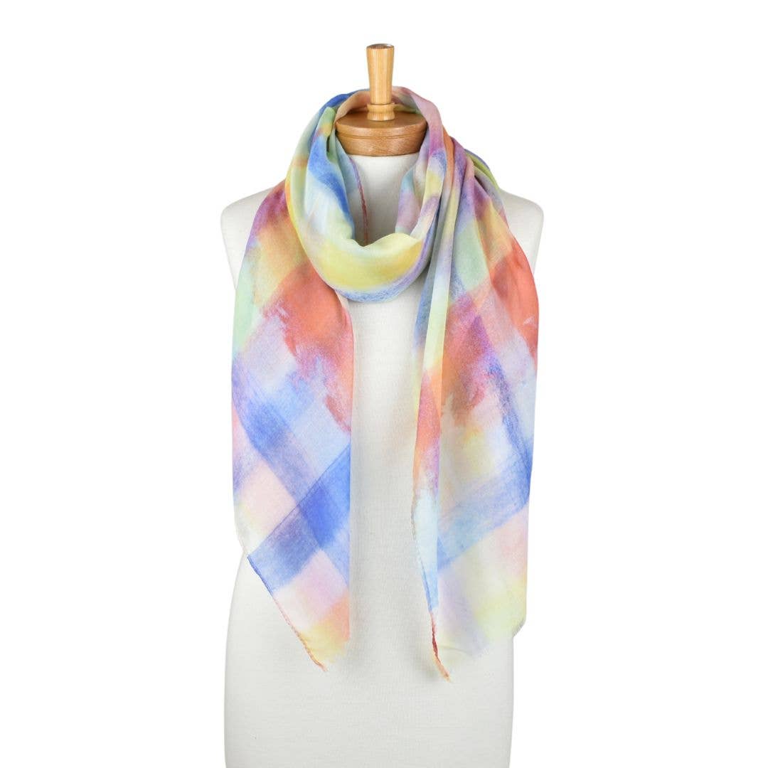 Rainbow Pastel Plaid Scarf