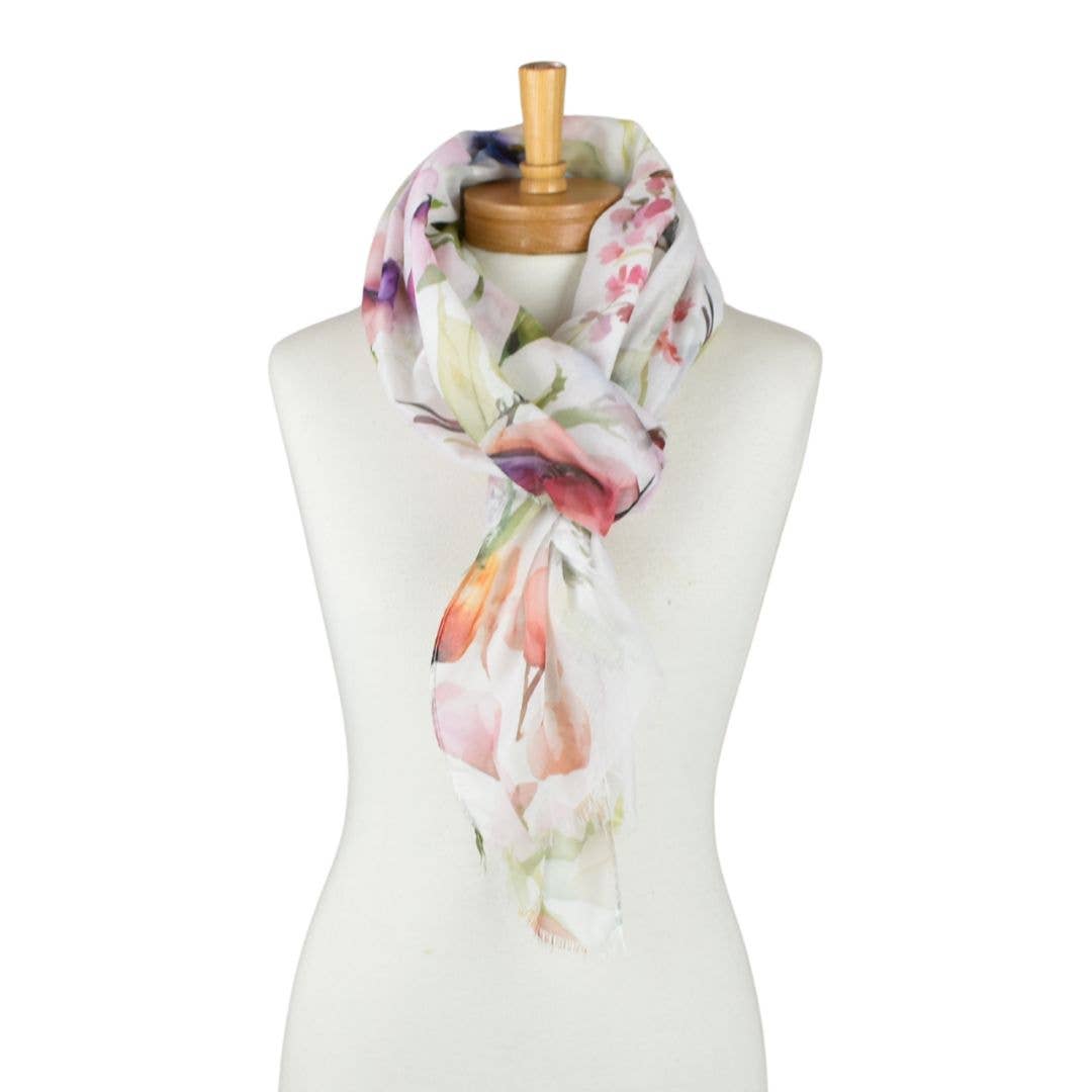 White Birdsong Garden Scarf