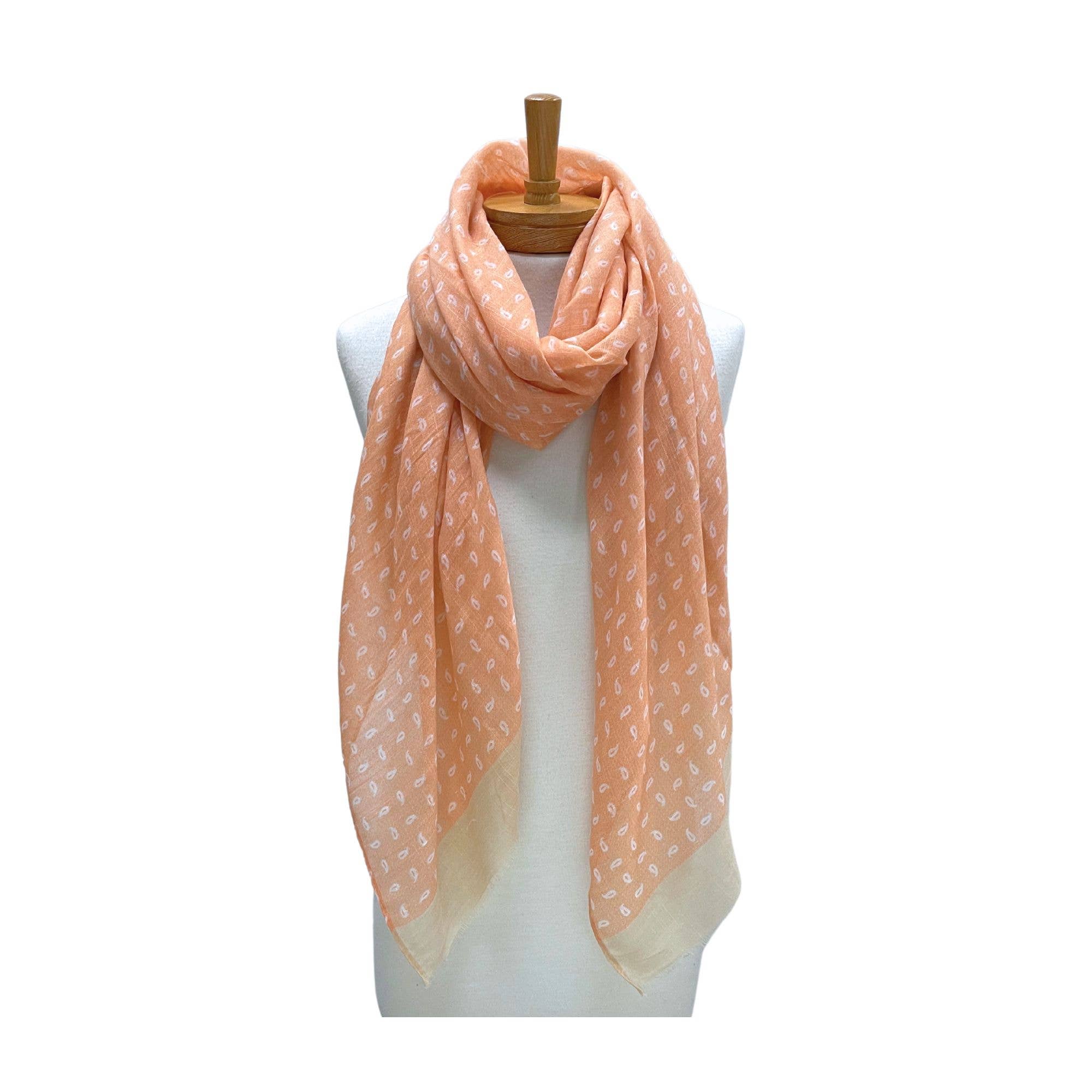 Apricot Little Paisley Monogram Scarf
