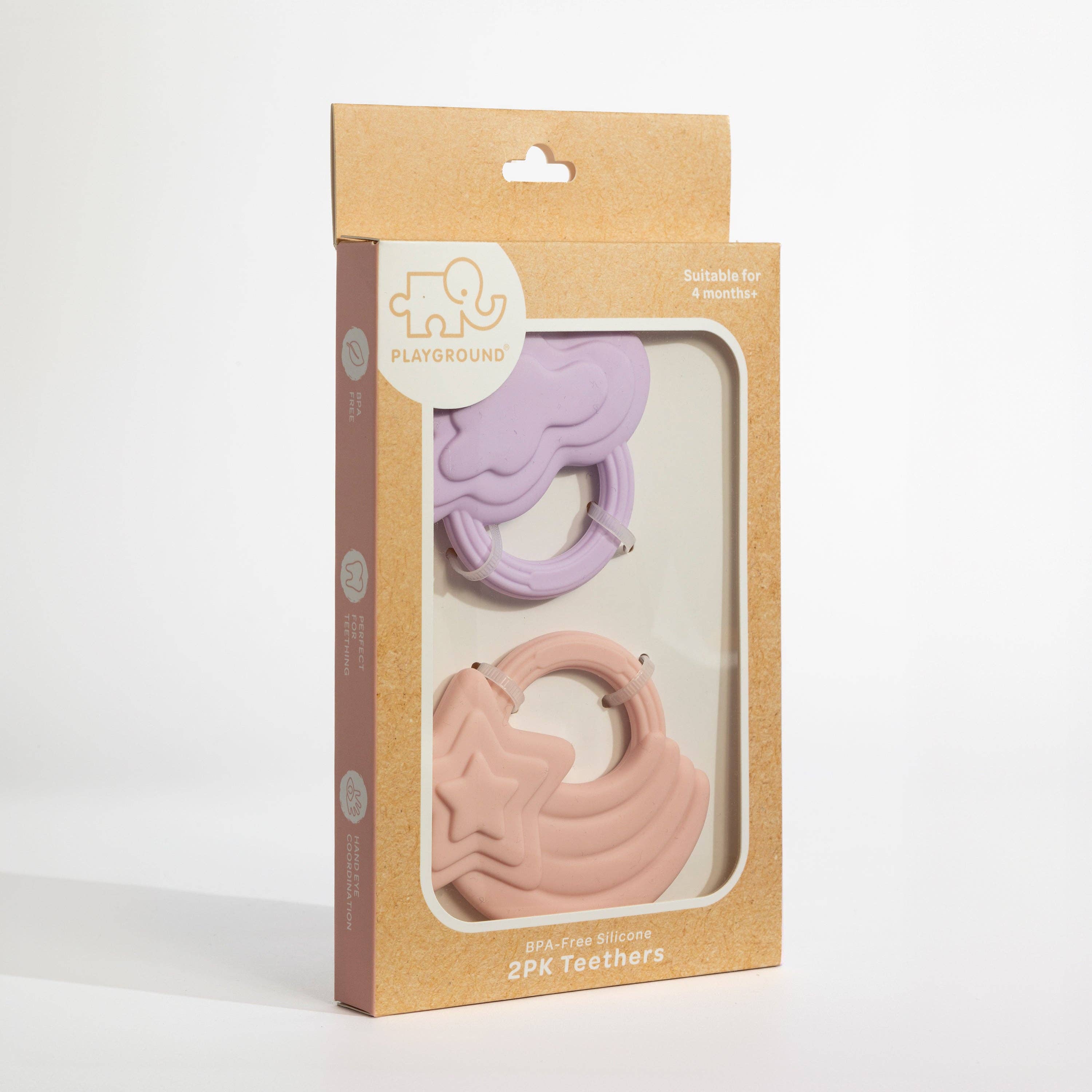 2 Pack Silicone Teethers Stars & Cloud Pink