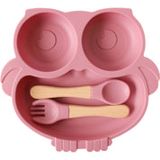 Silicone Bowl Set Owl Pink