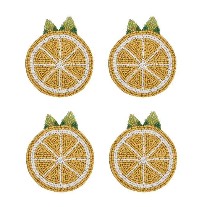 Limone Beaded Coaster Set Yellow