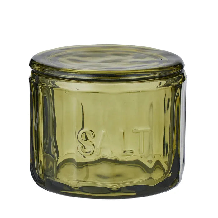 Lia Glass Salt Jar Olive