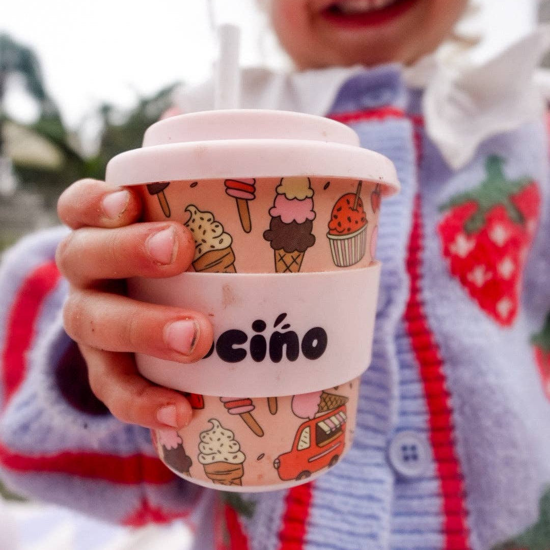Reusable Babycino Bamboo Cup Scoops in Pink (120ml)