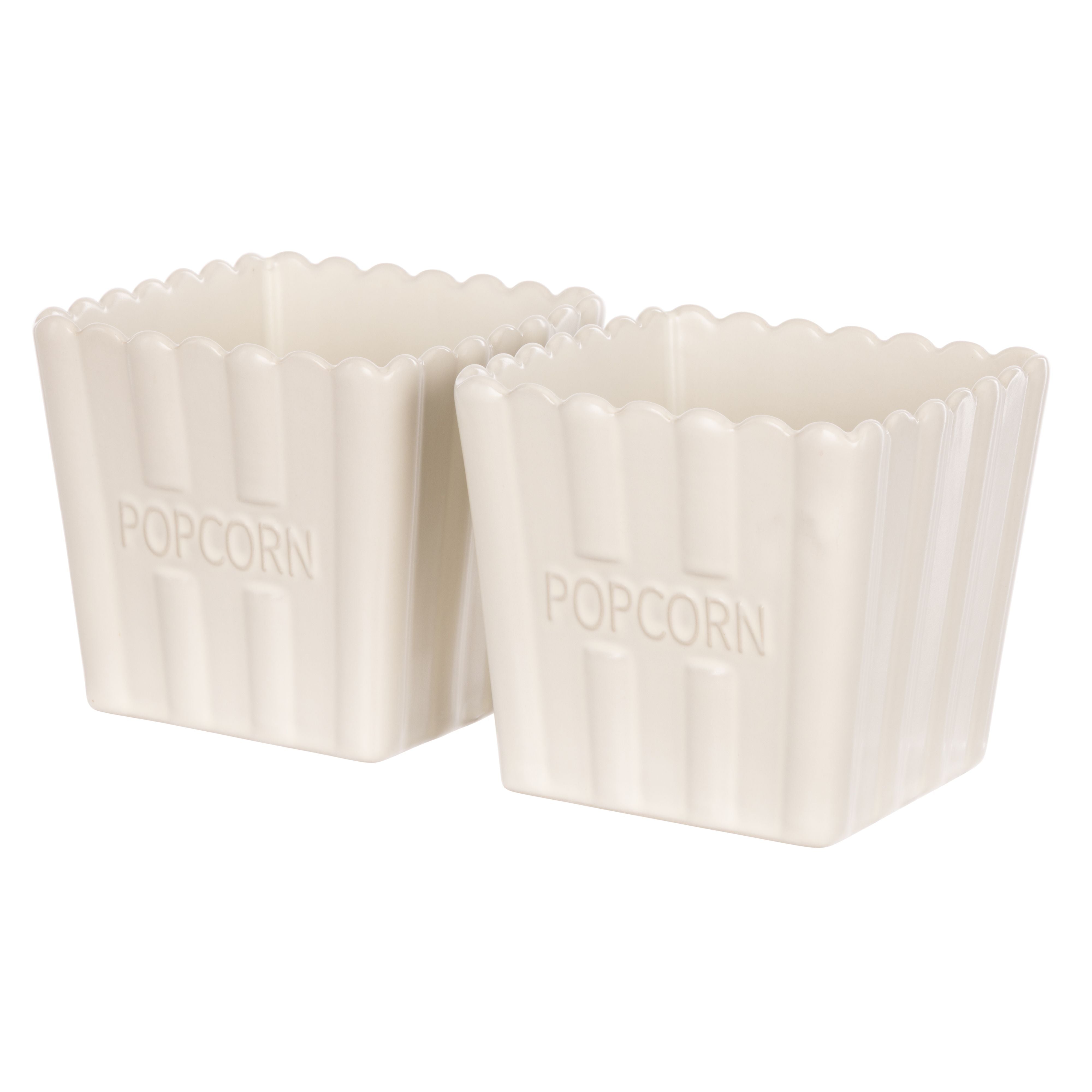 Peggy Small Stoneware Popcorn Bowls Set Of 2 Off White