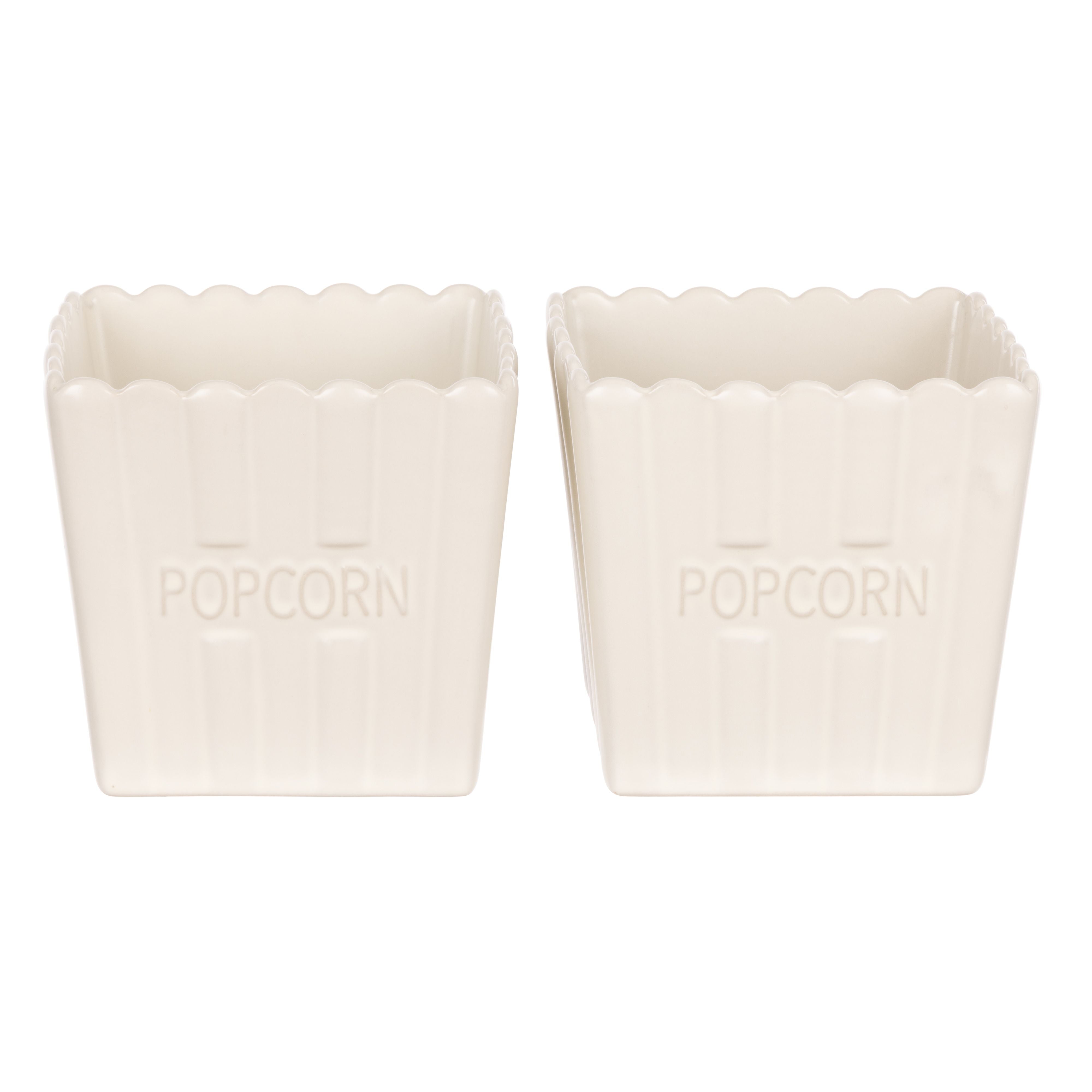 Peggy Small Stoneware Popcorn Bowls Set Of 2 Off White