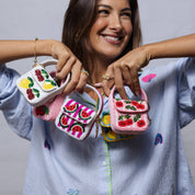 Mini Beaded Handbag Keychain Lemon