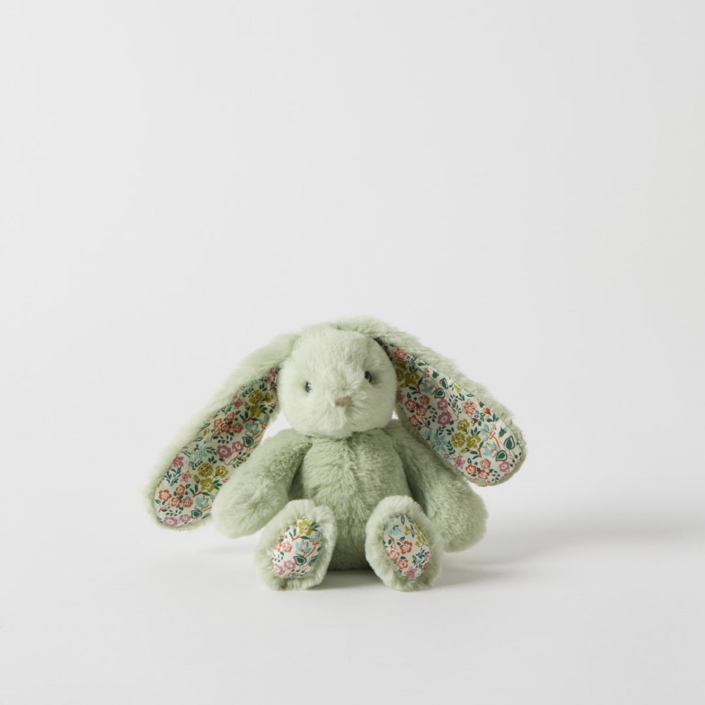 Floral Mint Bunny Rattle Small