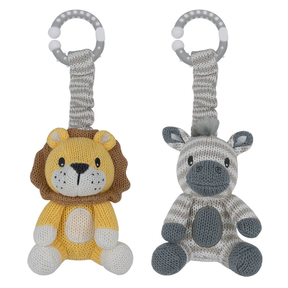 2 Pack Stroller Toy Zebra & Lion