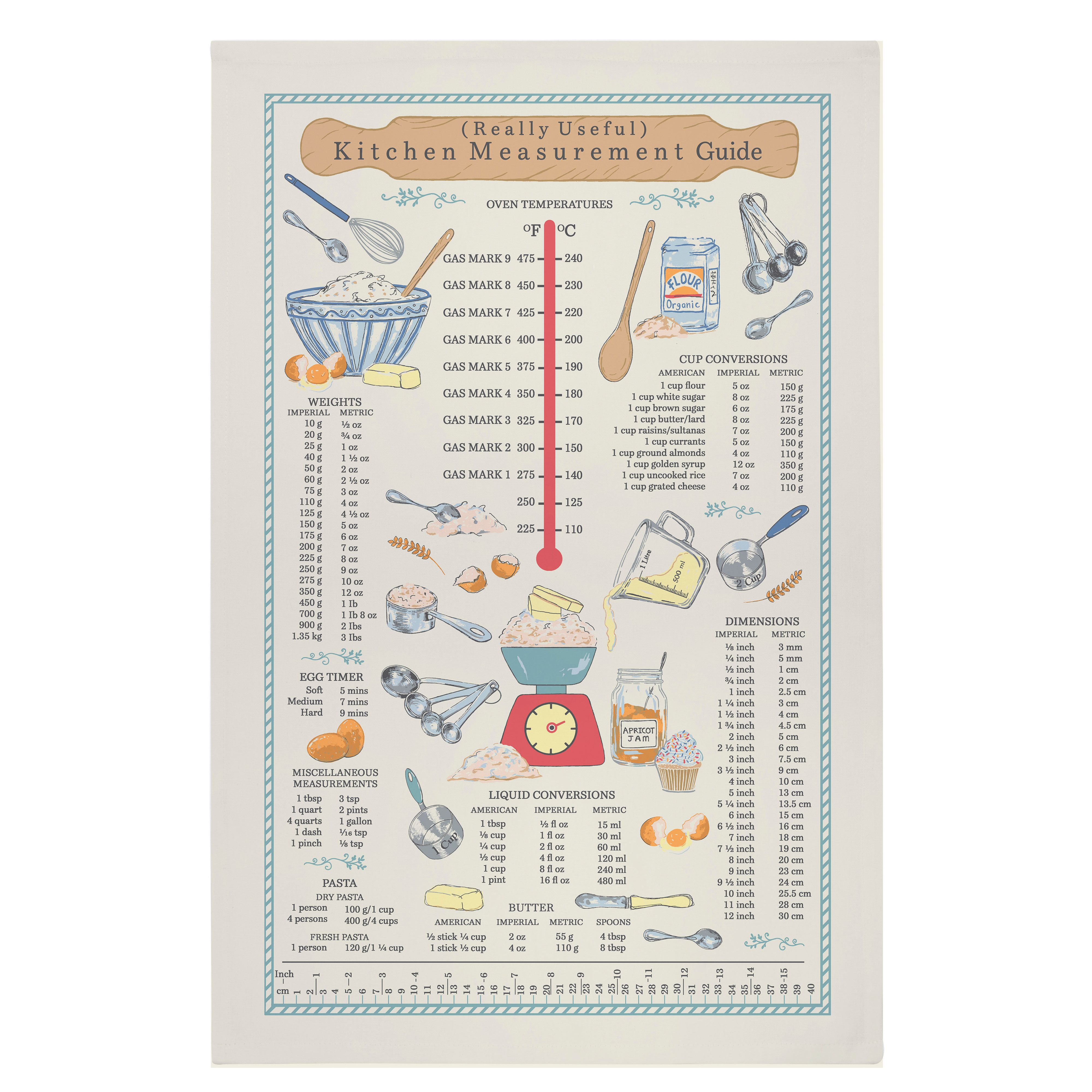 Kitchen Measurements Cotton Tea Towel