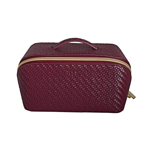 Herringbone Beauty Bag Medium Plum