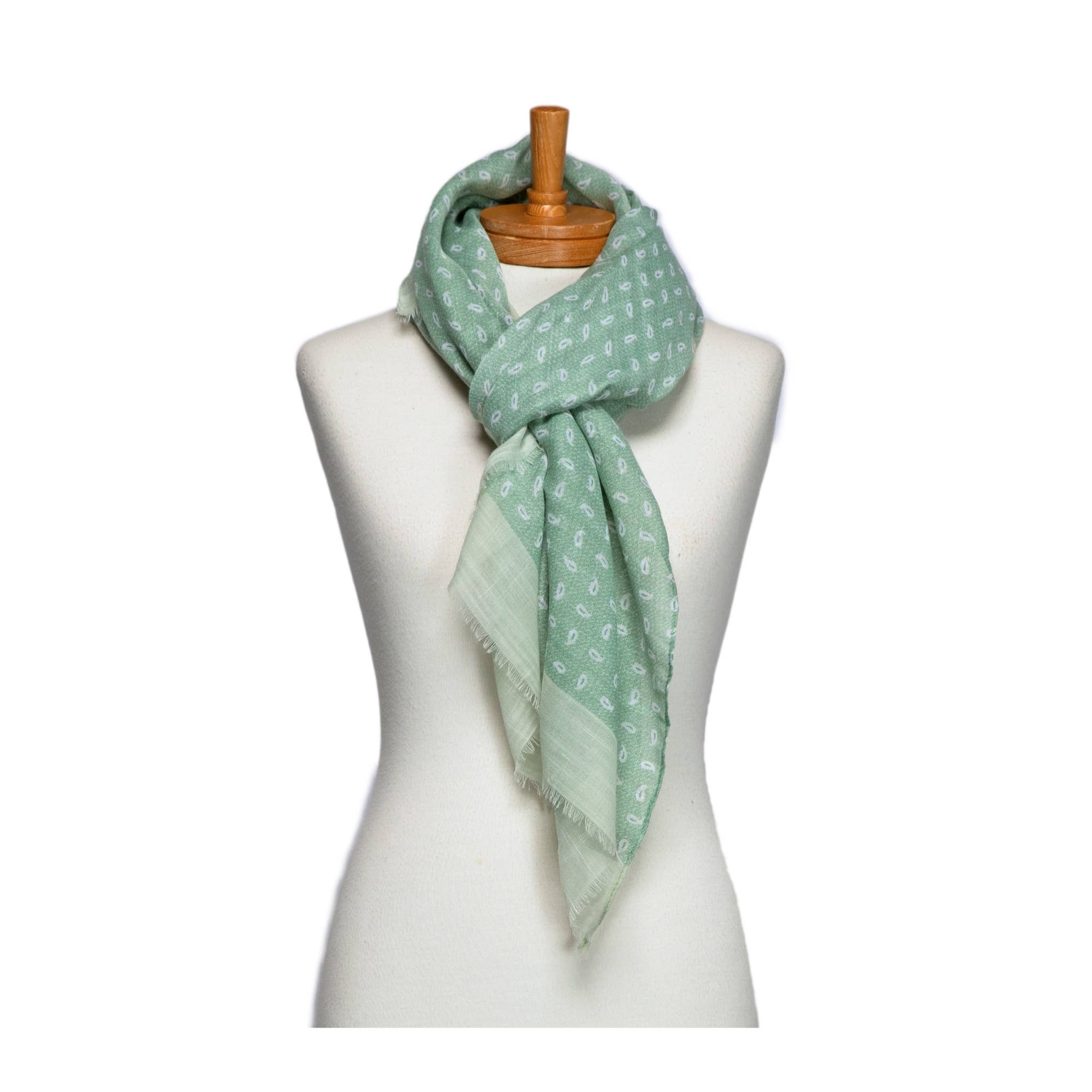 Mint Little Paisley Monogram Scarf