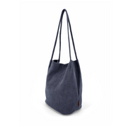 Natural Long Handle Bag Navy Blue