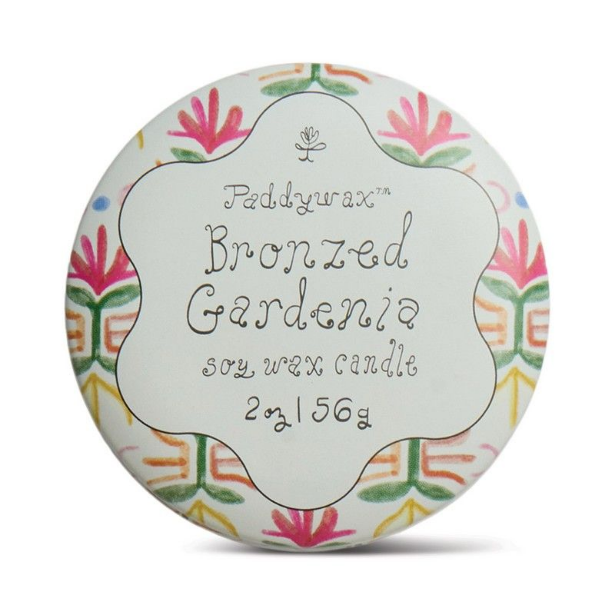 Tulip Printed Tin Candle Bronzed Gardenia 2oz