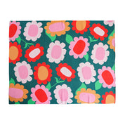 Cotton Knit Throw Flower Patch