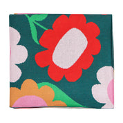 Cotton Knit Throw Flower Patch