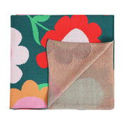 Cotton Knit Throw Flower Patch
