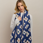 Navy Autumn Flower Scarf