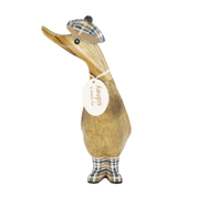 Tartan Hat & Boots Duckling Tan & Blue
